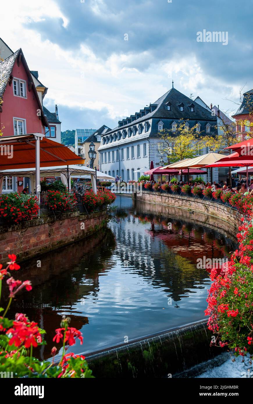 River Leuk at the old city of Saarburg in the Trier-Saarburg district in the state of Rhineland-Palatinate in Germany Stock Photo