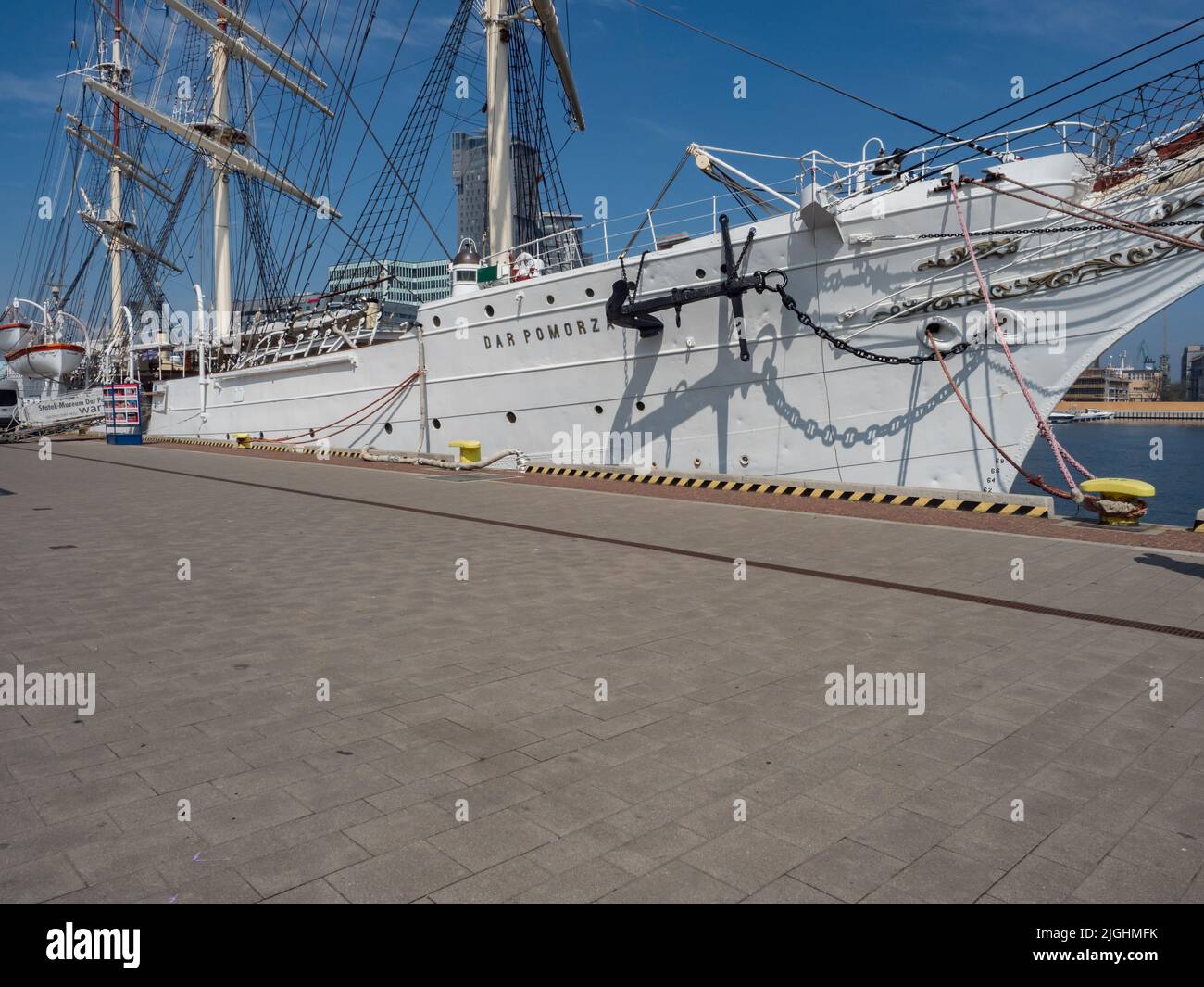 Gdynia, Poland - May, 2019: Polish training tall ship Dar Pomorza (Gift of Pomerania) - now museum ship in Port of Gdynia. East Europa. Stock Photo