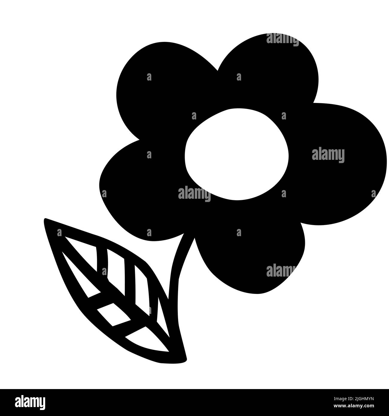 Flower doodle hand drawn with black line isolated on white background ...