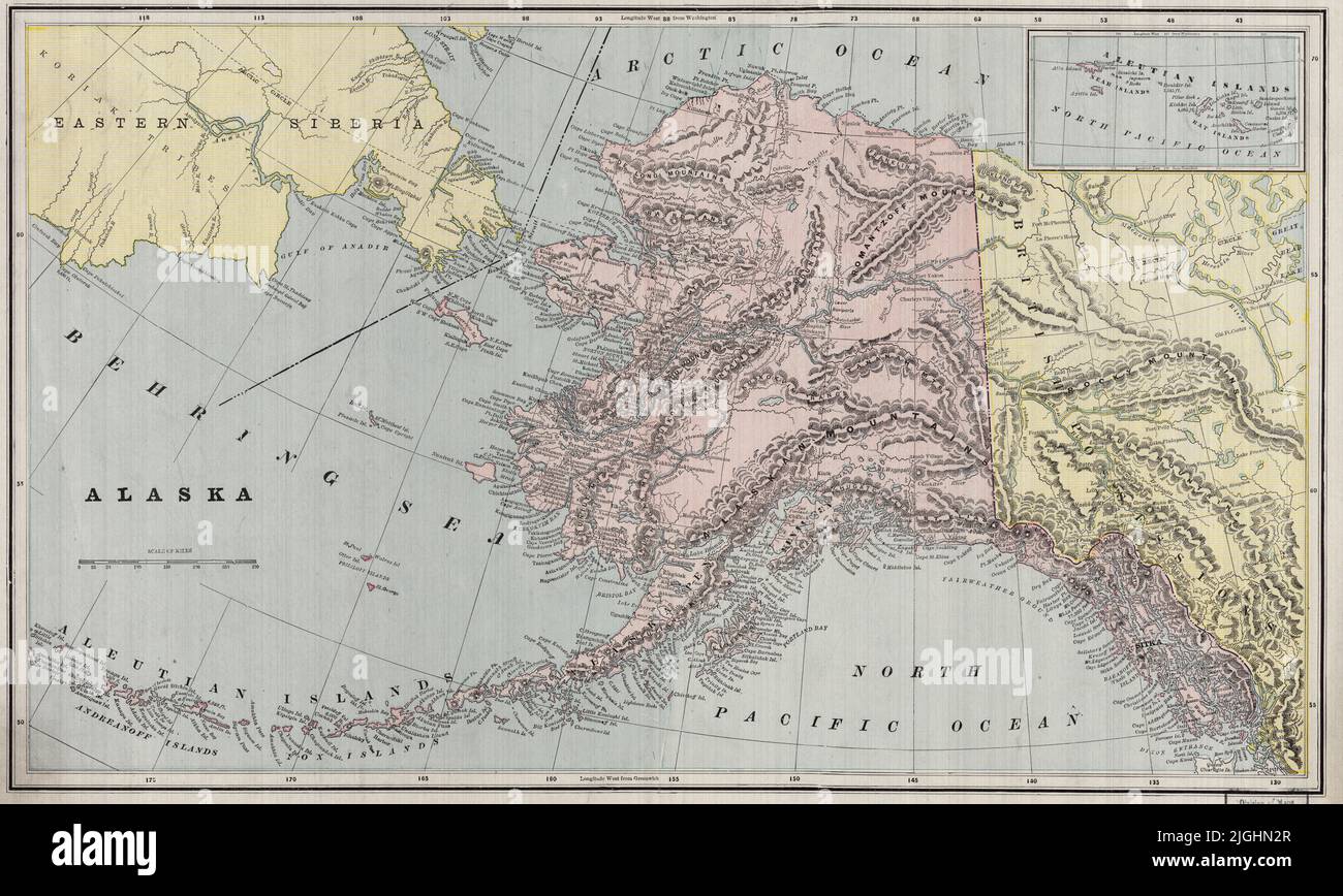 Alaska Map, Map of Alaska, Alaska Print, Alaska Poster, Retro Alaska, Alaska Plan, Alaska Maps, United States Map, USA Map, US Map, US Print Stock Photo