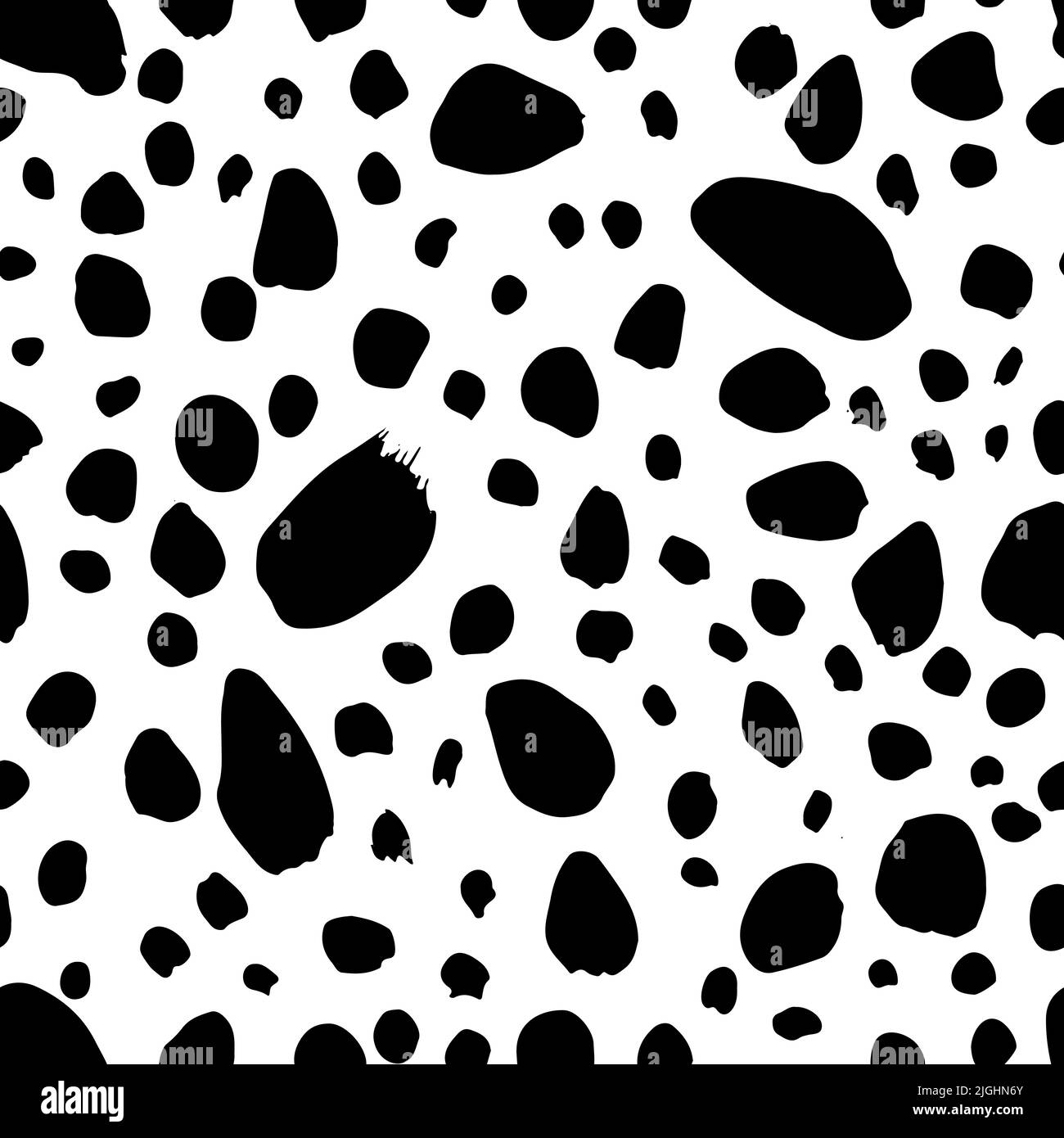Black uneven specks, spots, blobs seamless pattern Stock Vector