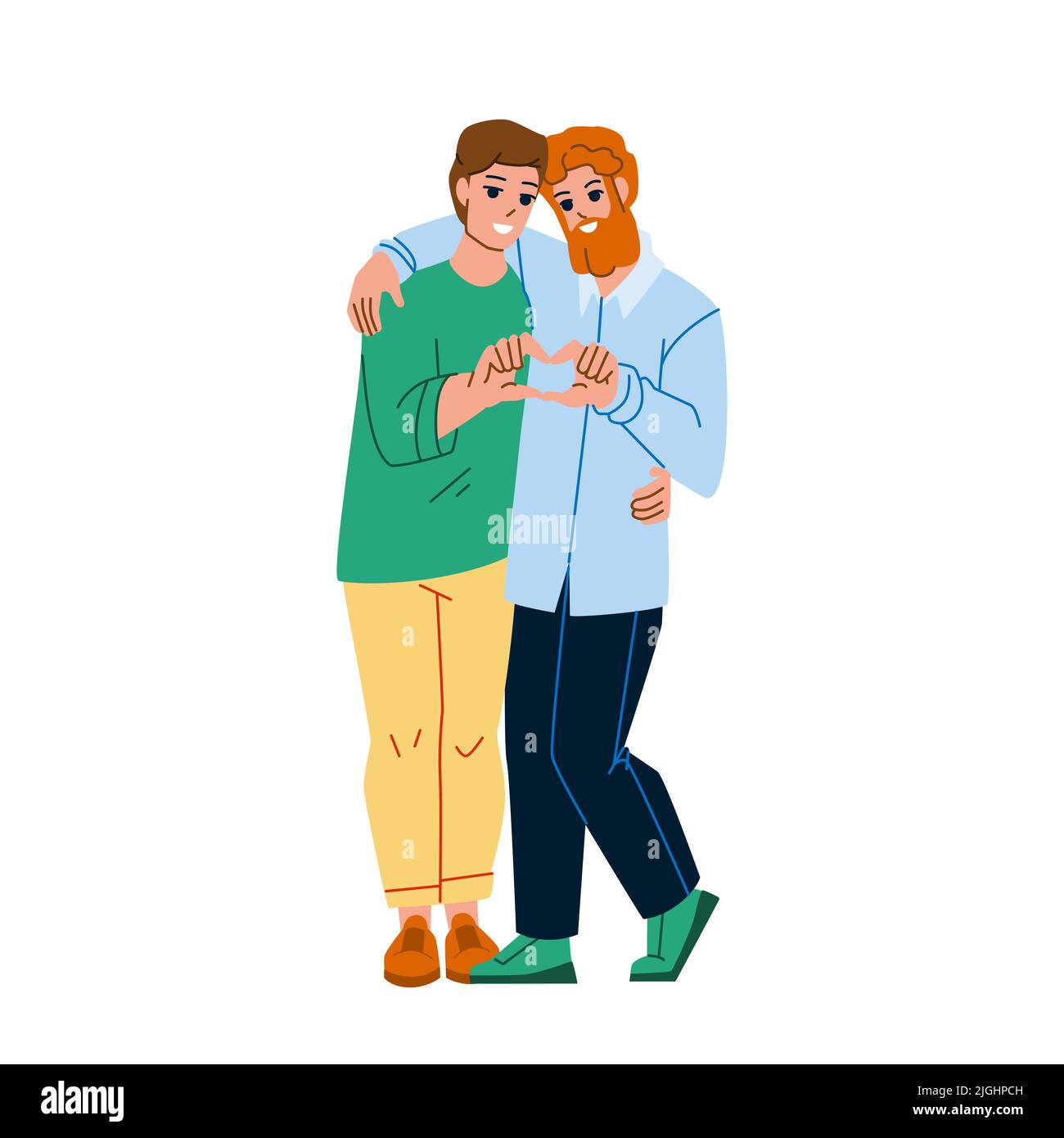 Gay Couple Embracing And Showing Heart Vector Stock Vector Image & Art ...