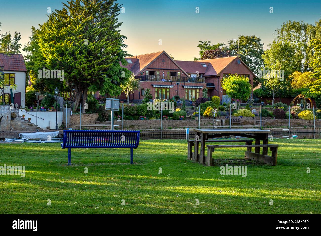Riverside at Bidford on Avon in Warwickshire, England on a very warm