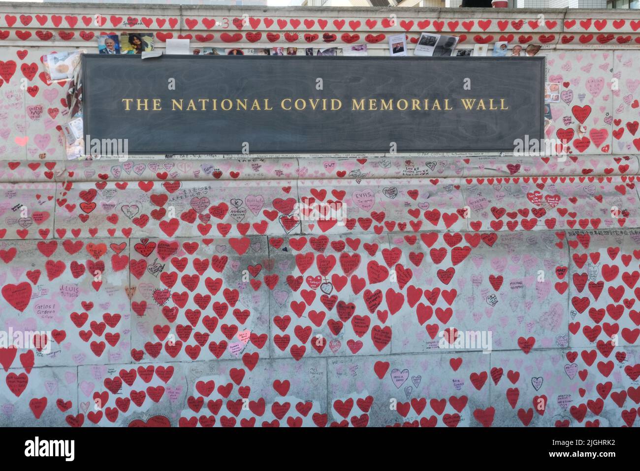 The national covid Memorial Wall in London, UK, near St Thomas Hospital at southbank Stock Photo