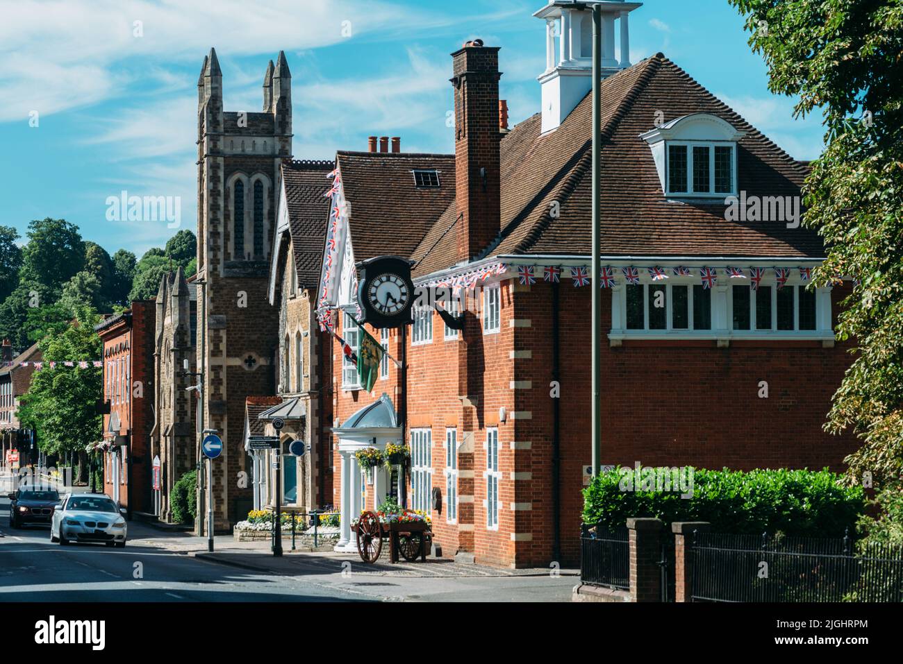Traditional brick buildings in the historic centre of Farnham, Surrey