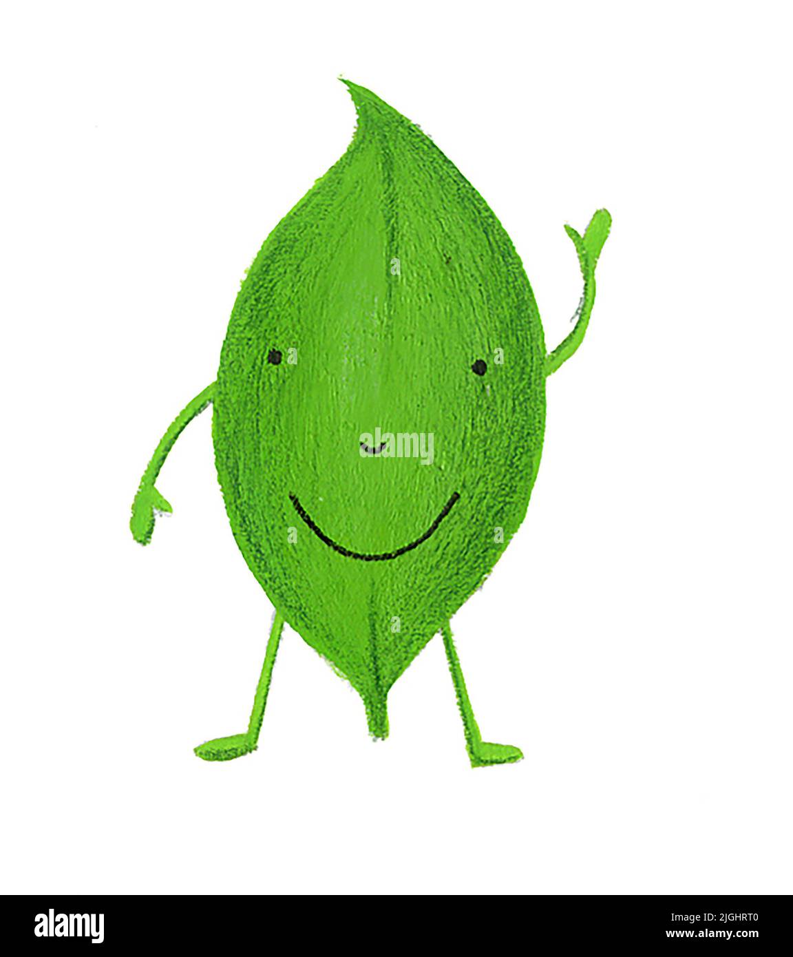 Illustration of leaf with smiley face, close-up Stock Photo