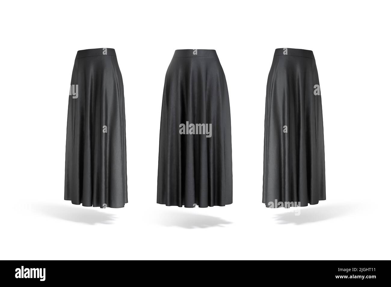 Blank black women maxi skirt mockup, front and side view Stock Photo