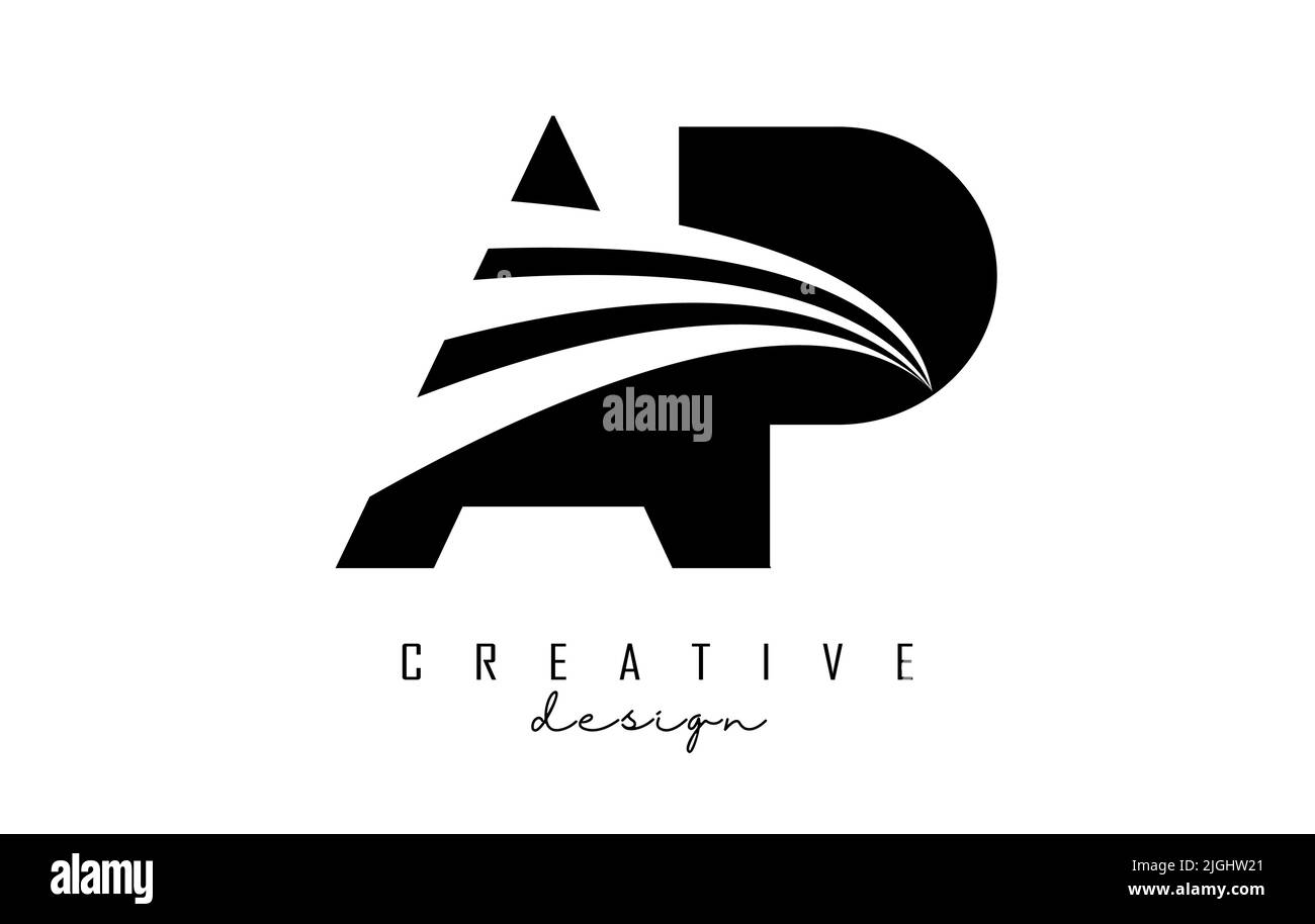 Creative clack letter Ap A p logo with leading lines and road concept ...