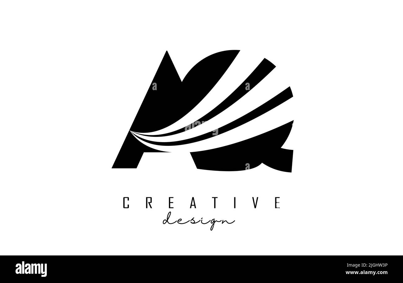 Creative clack letter AQ A Q logo with leading lines and road concept ...