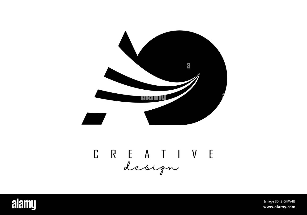 Creative clack letter AO A O logo with leading lines and road concept ...