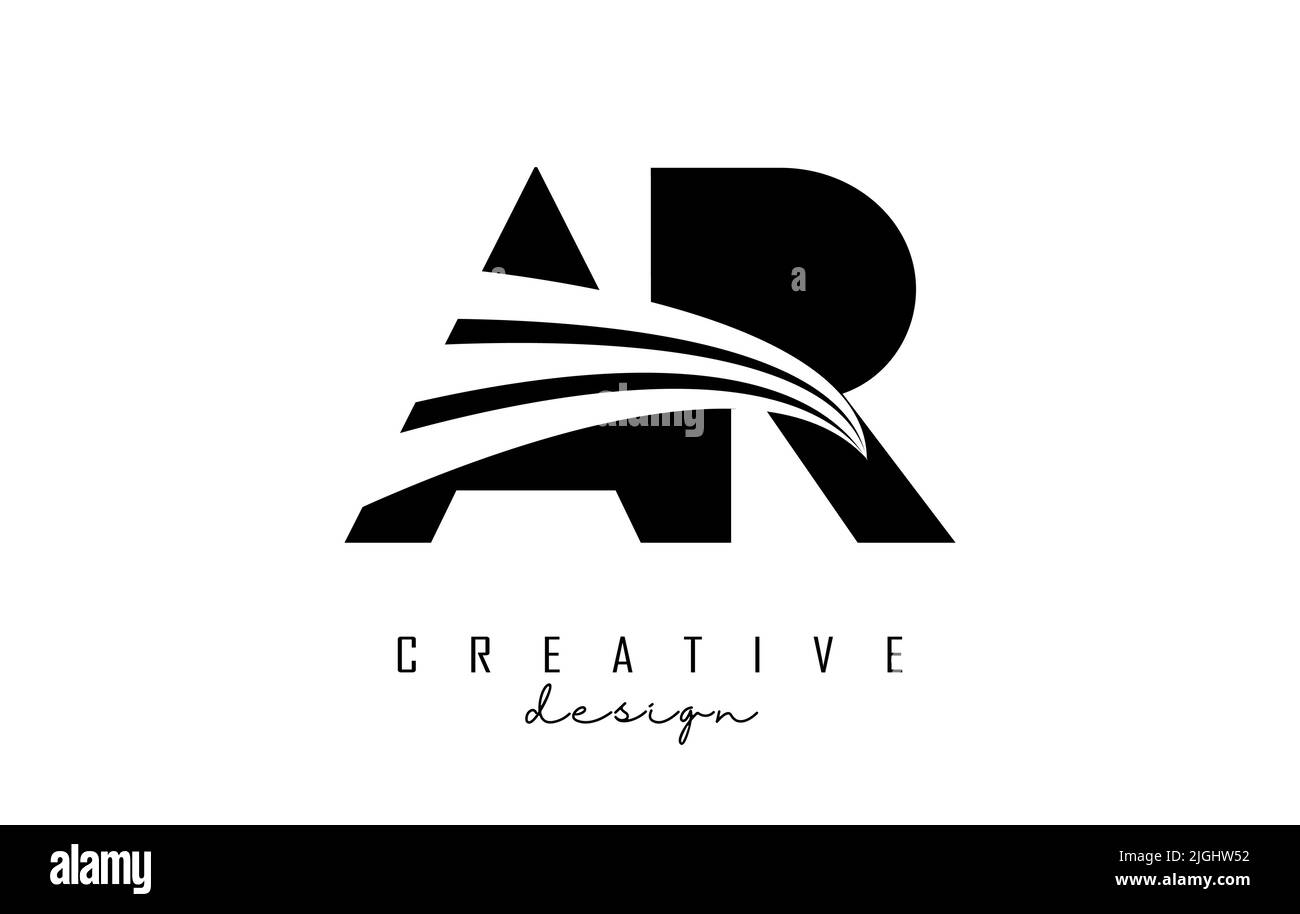 Creative clack letter AR A R logo with leading lines and road concept design. Letters with geometric design. Vector Illustration with letter and creat Stock Vector