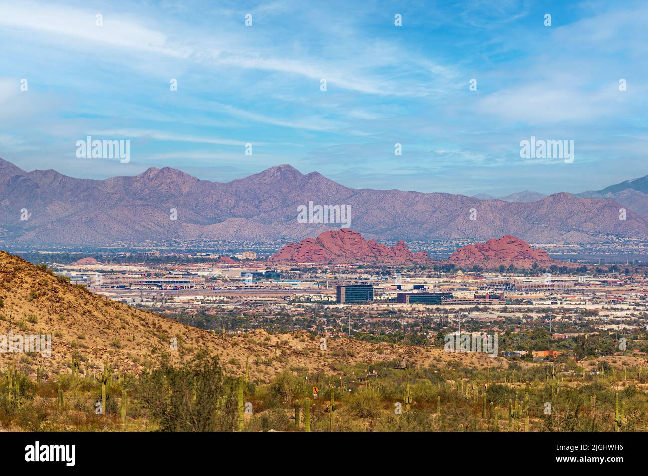 Aerial view looking at Sky Harbor International Airport in Phoenix, Arizona Stock Photo