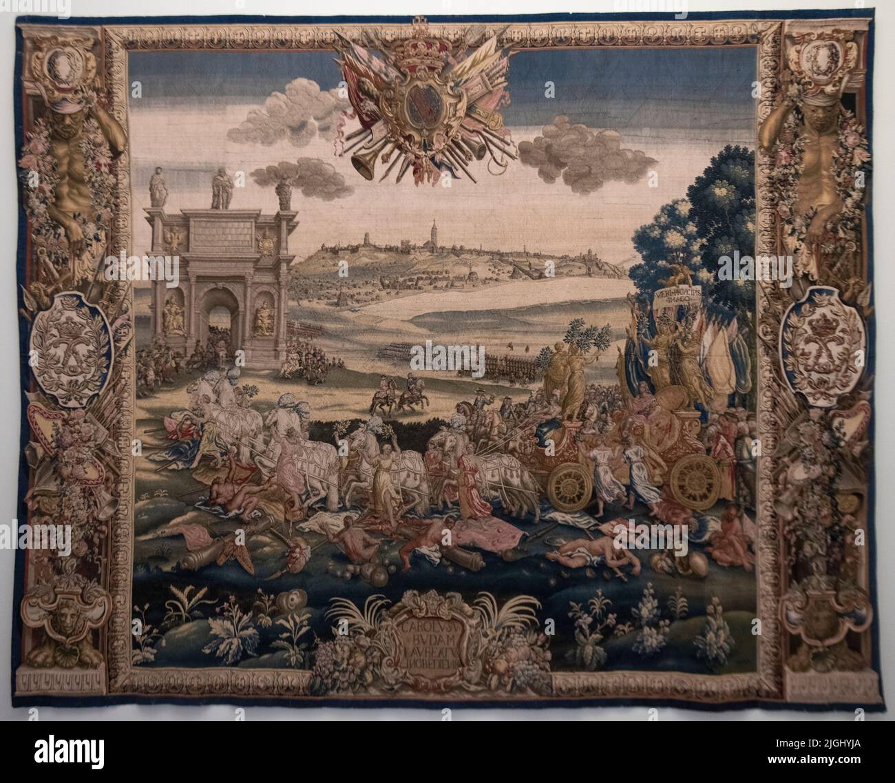Wall tapestry depicting the recapture of Buda - Early 18th Century. Hungarian National Museum 
