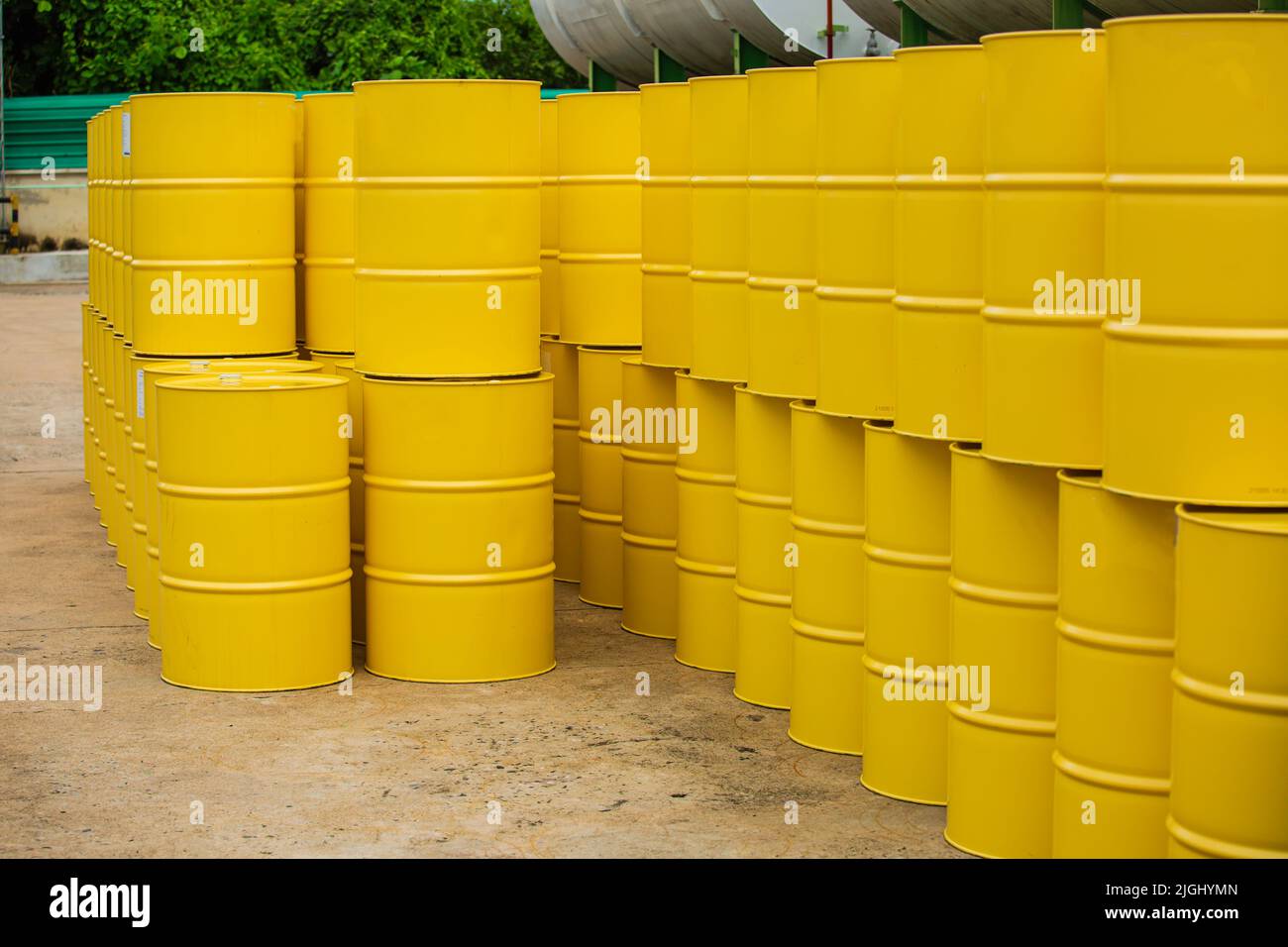 Yellow oil drums hi-res stock photography and images - Alamy