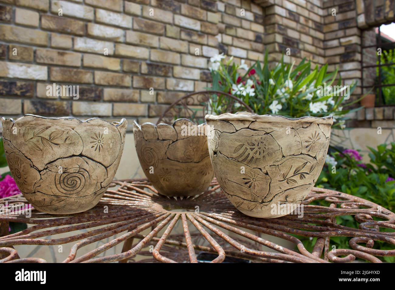 hand made pottery clay pots Stock Photo Alamy