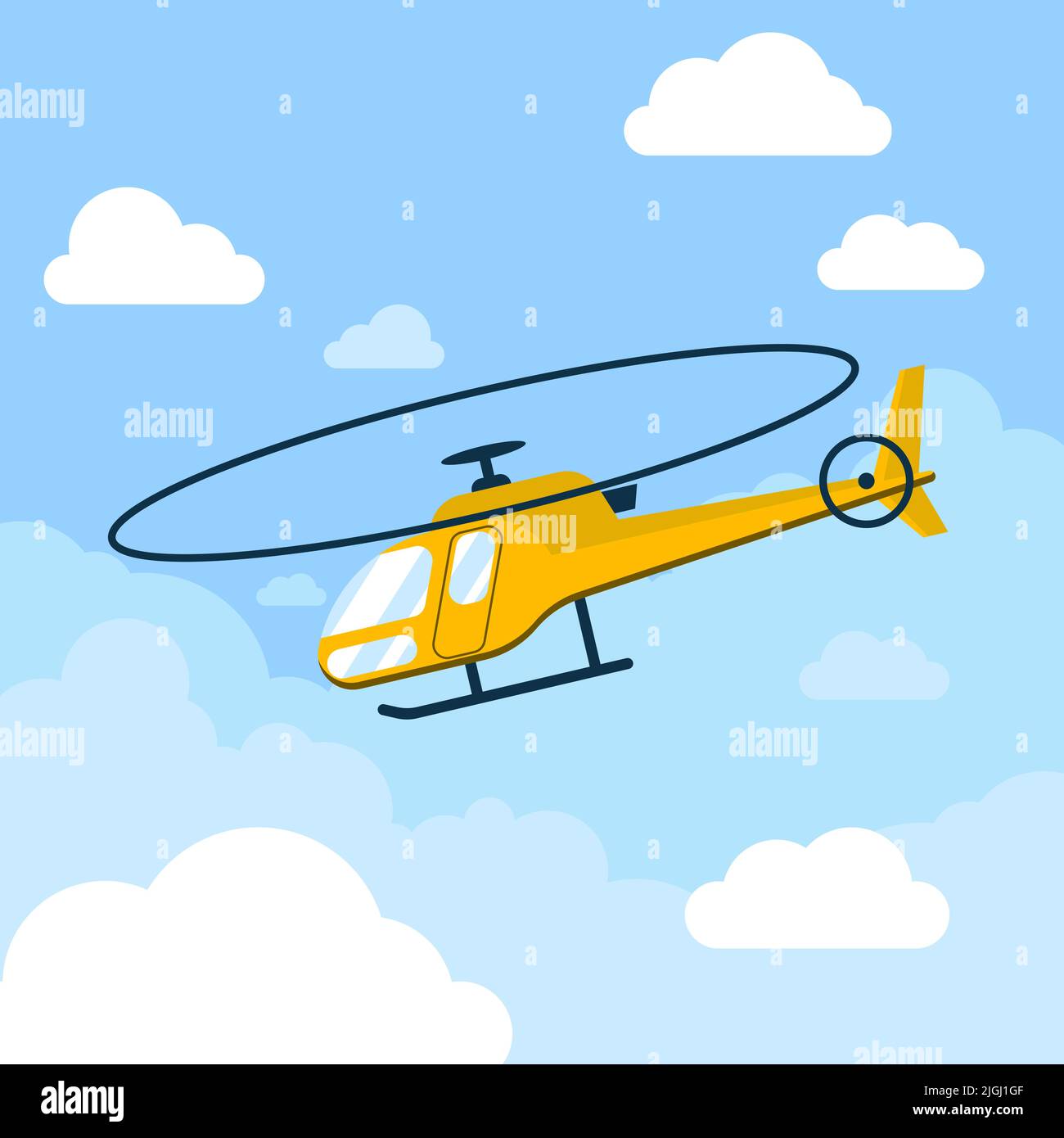 Helicopter in the sky. Flat style vector illustration Stock Vector