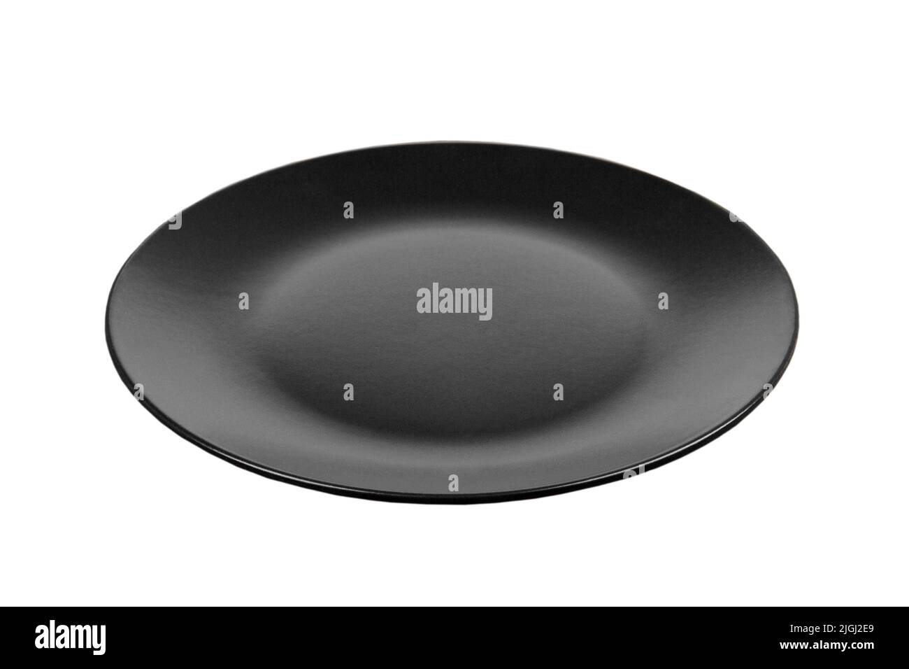 Top view of black empty plate on isolared white background Stock Photo ...