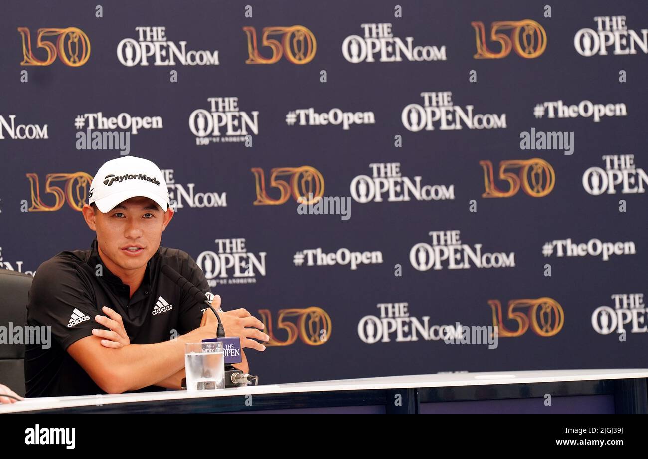 Collin Morikawa during a press conference on a practice day at the Old