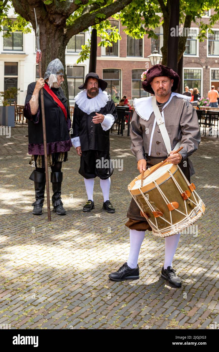 Rembrandt van Rijn festival, actors reenacting his paintings and era, Leiden, South Holland, Netherlands. Stock Photo