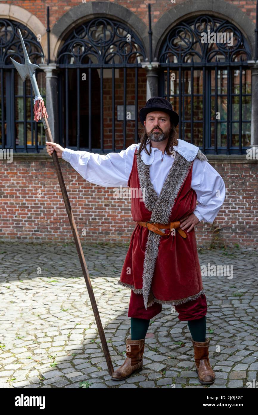 Rembrandt van Rijn festival, actor reenacting his paintings and era, Leiden, South Holland, Netherlands. Stock Photo