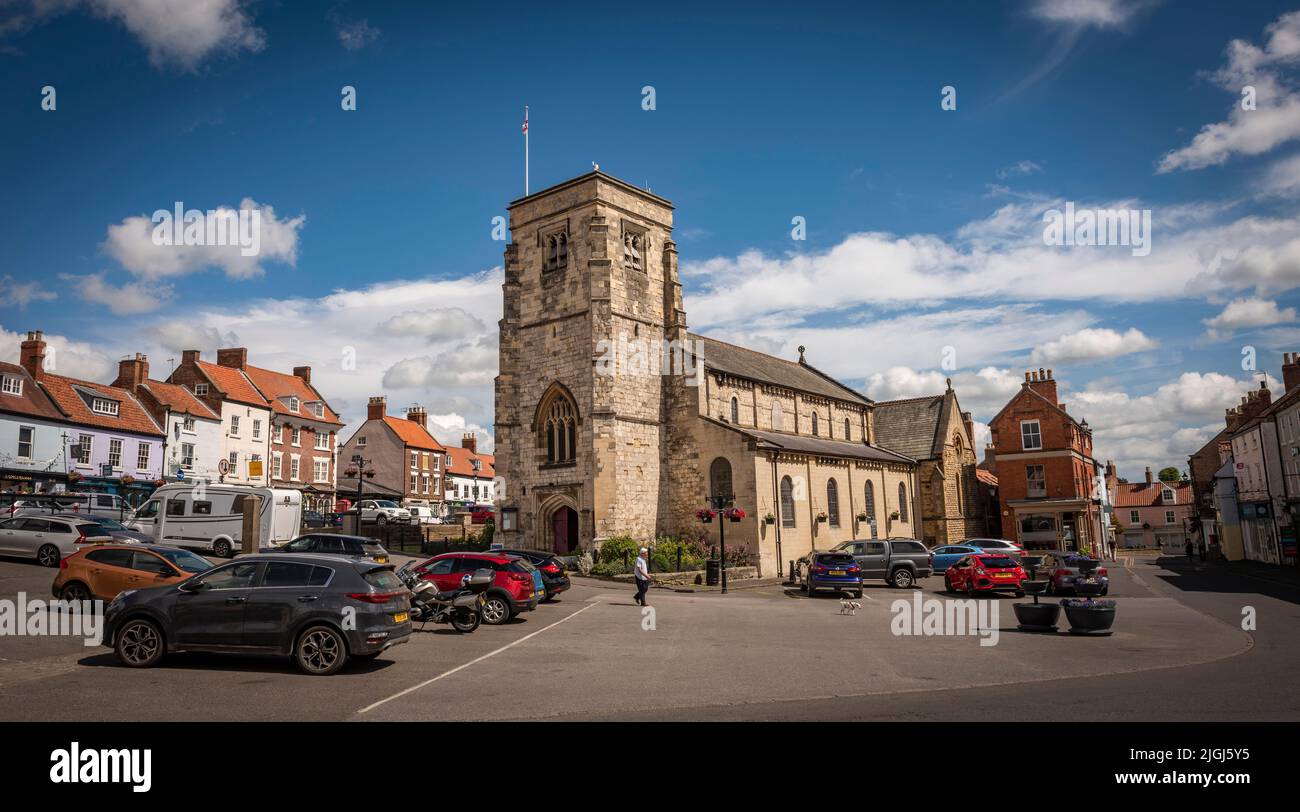 The Central market place in the market town of Malton, North Yorkshire, UK Stock Photo