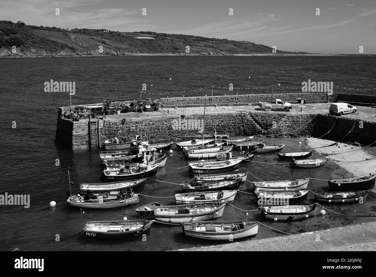 View of Coverack Harbour, Cornwall Stock Photo
