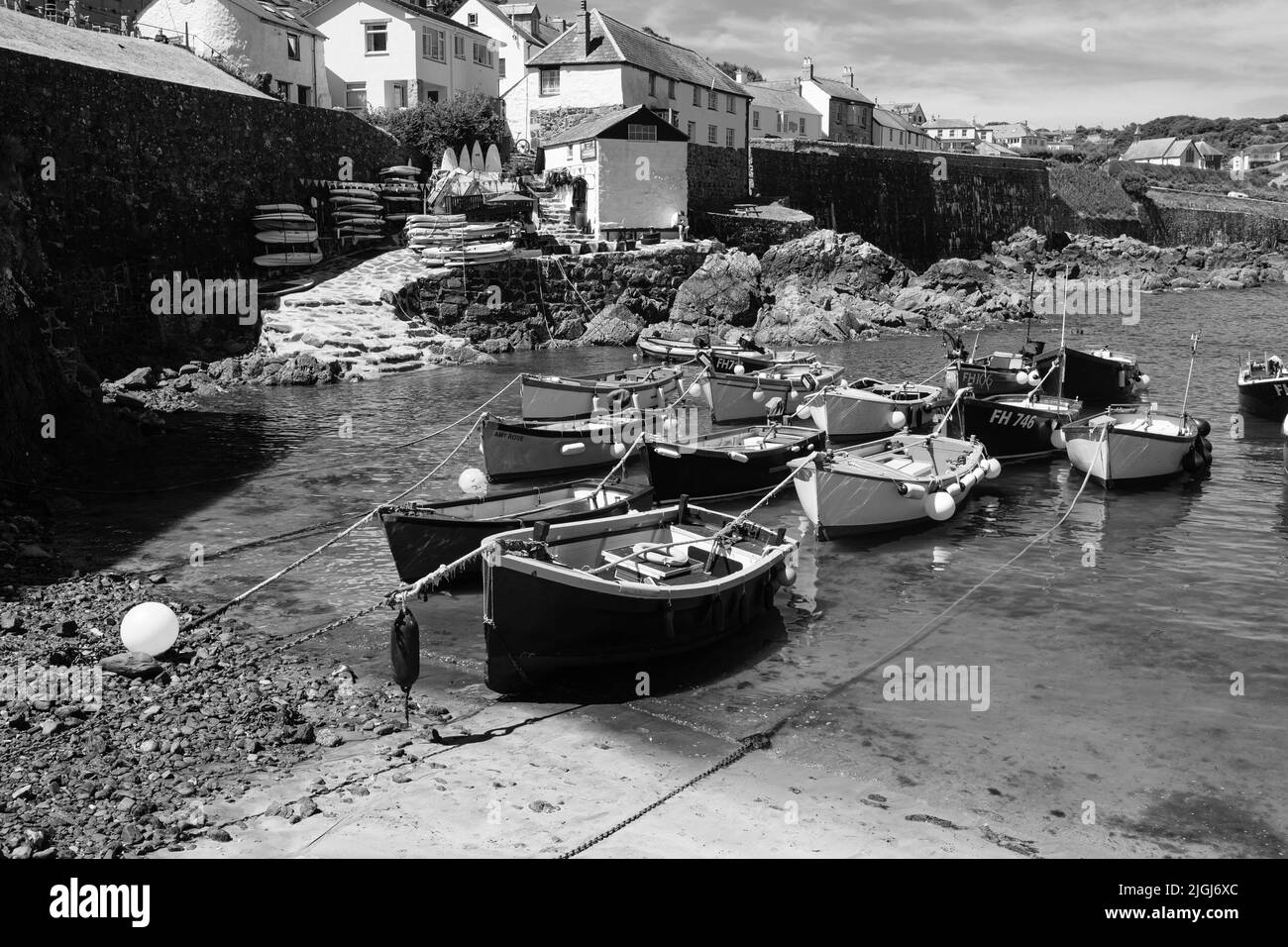 View of Coverack Harbour, Cornwall Stock Photo