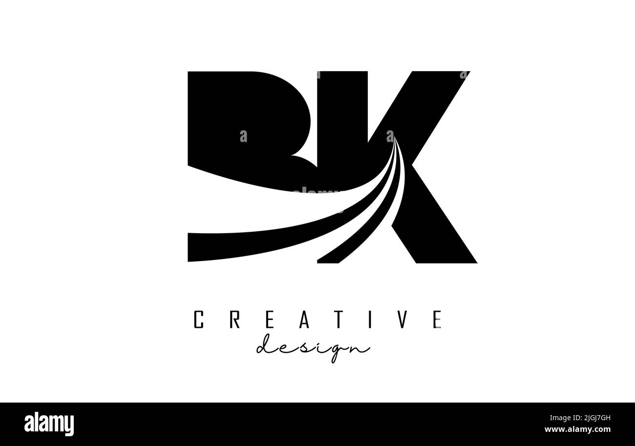 Creative black letter BK b k logo with leading lines and road concept ...