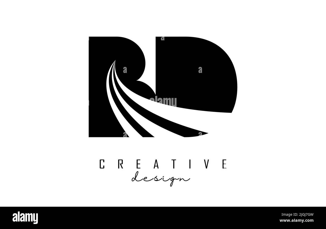 Creative black letter BD b d logo with leading lines and road concept ...