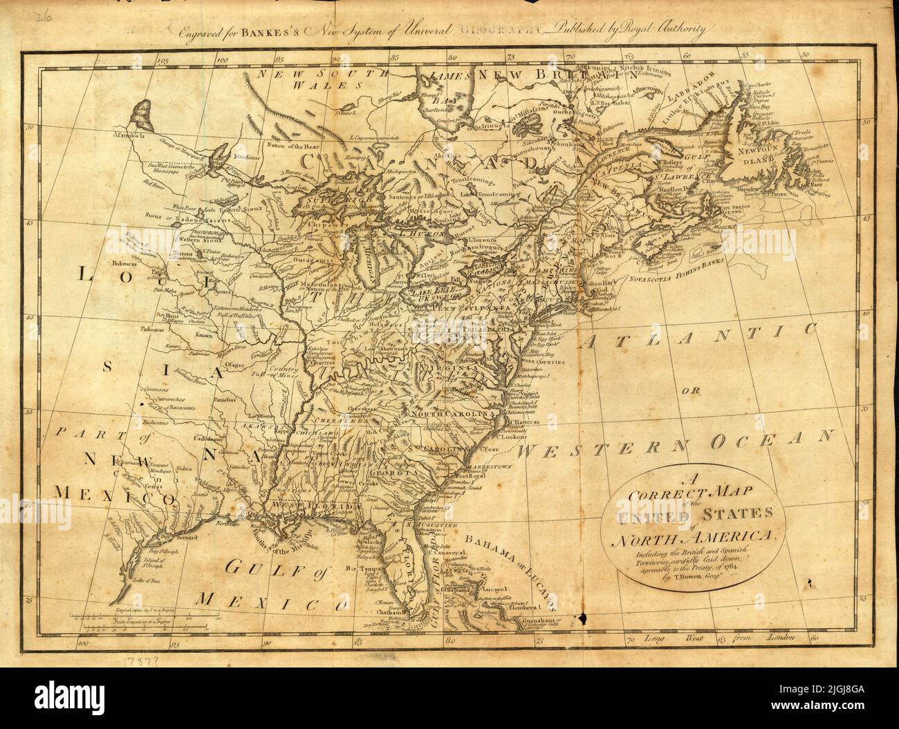 British map of the United States - British Map Of The United States Of North America Including British And Spanish Territories Circa 1787 By Thomas Bowen 2JGJ8GA