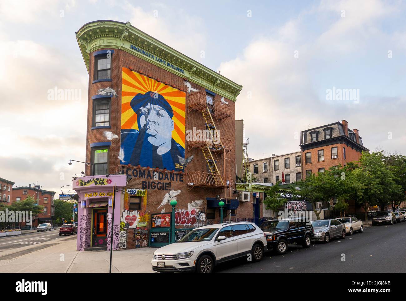 Comandante Biggie Smalls public wall mural in Fort Greene Brooklyn NYC Stock Photo