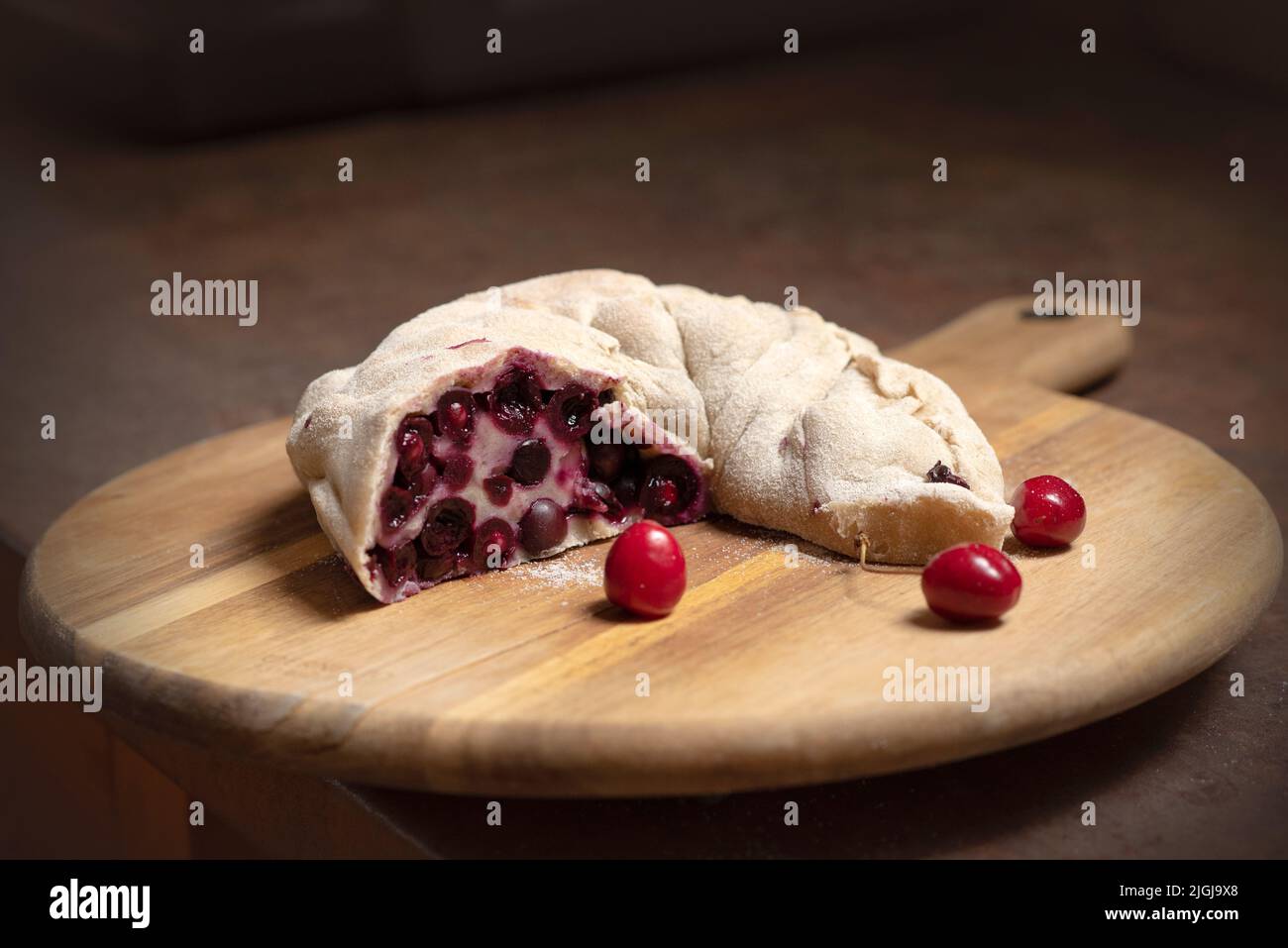 Pie with wild cherry - moldavian traditional summer dish Stock Photo