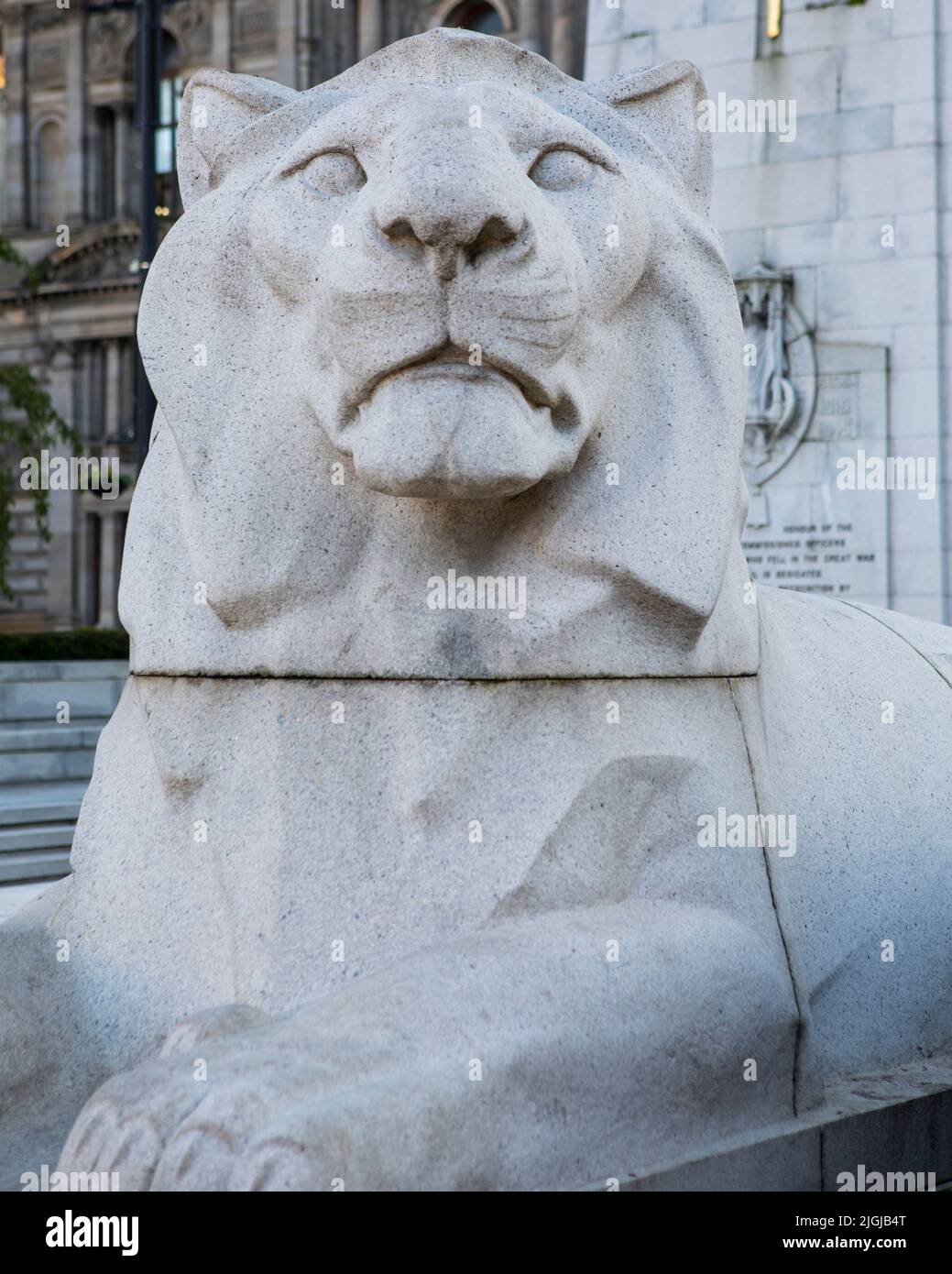 Glasgow, Scotland October 15th 2021 One of the lion sculptures of