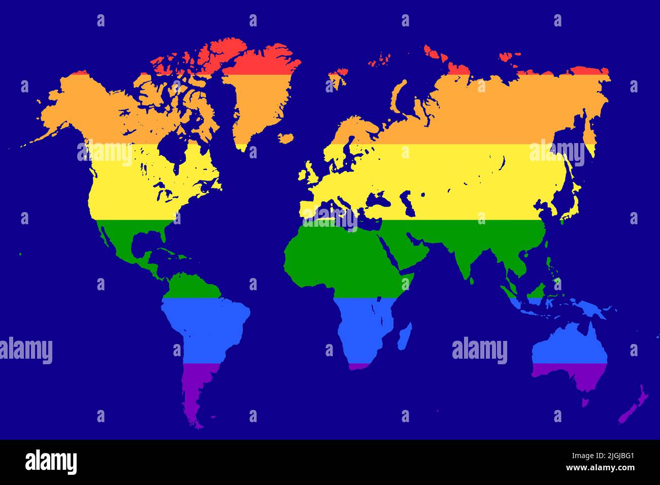 World Map with different Colours an Shape Bavaria Germany Stock Photo