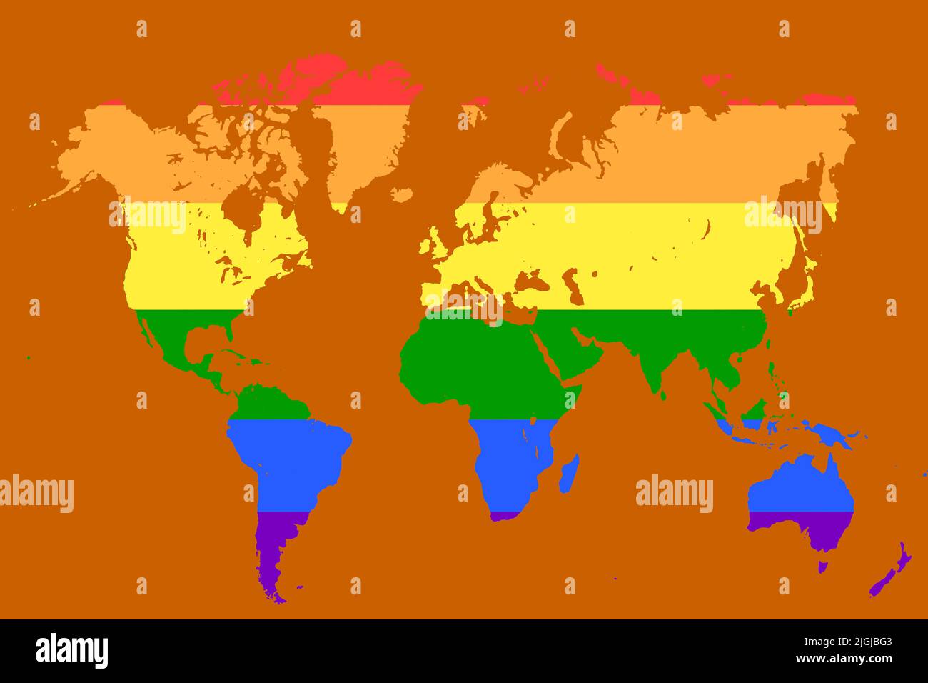 World Map with different Colours an Shape Bavaria Germany Stock Photo