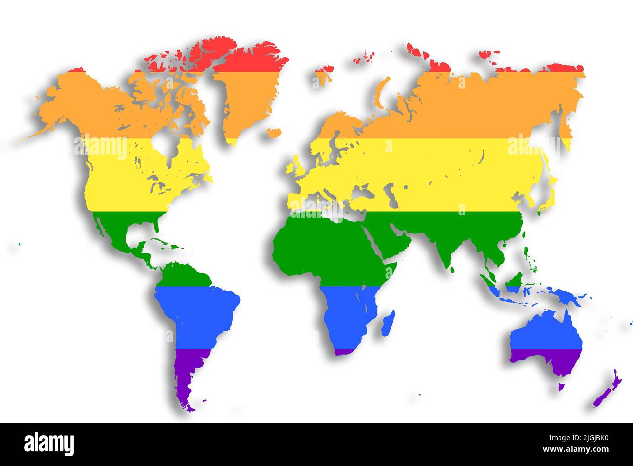 World Map with different Colours an Shape Bavaria Germany Stock Photo