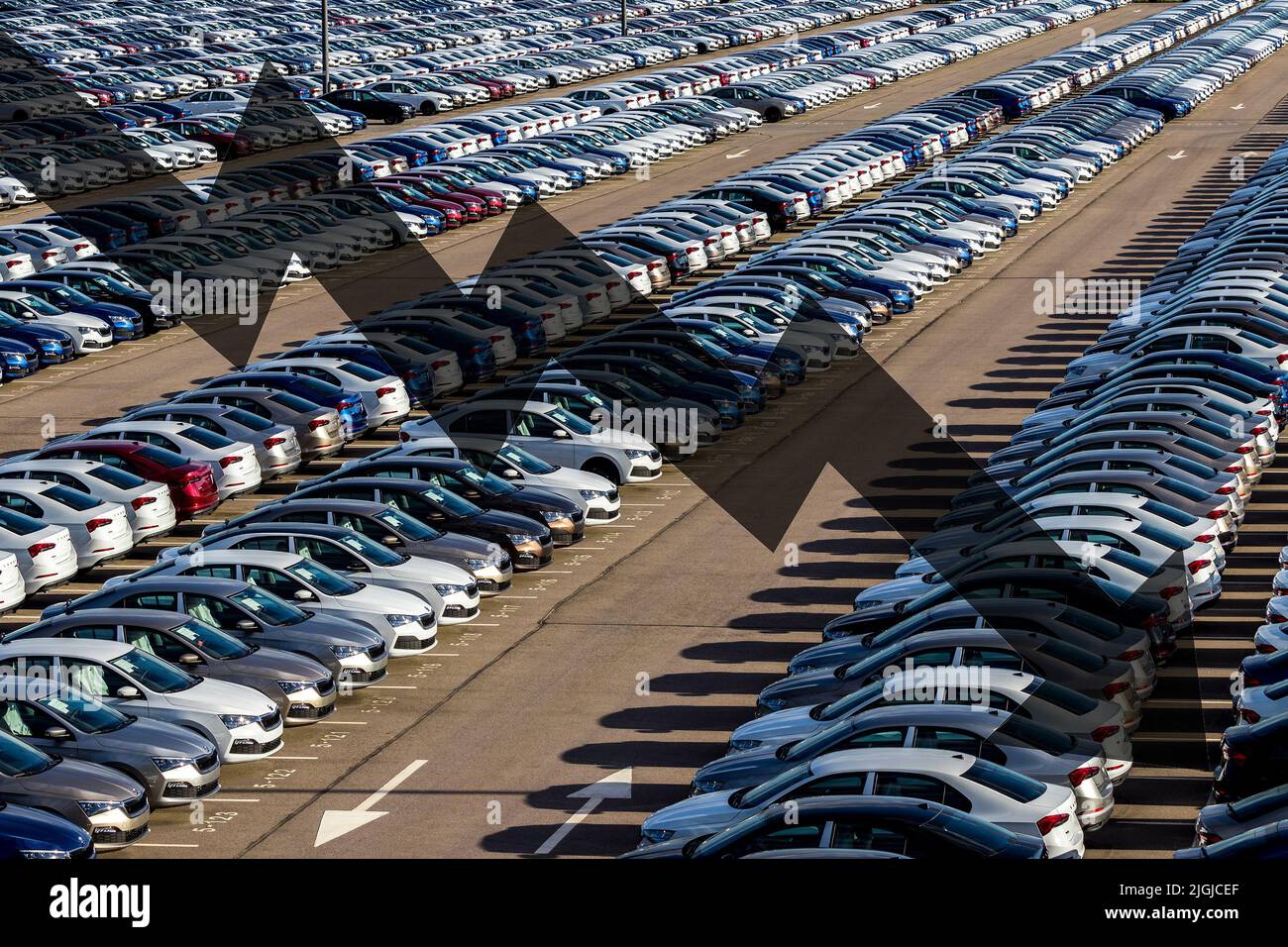 The concept of a decline in car production or prices. Manufacturing