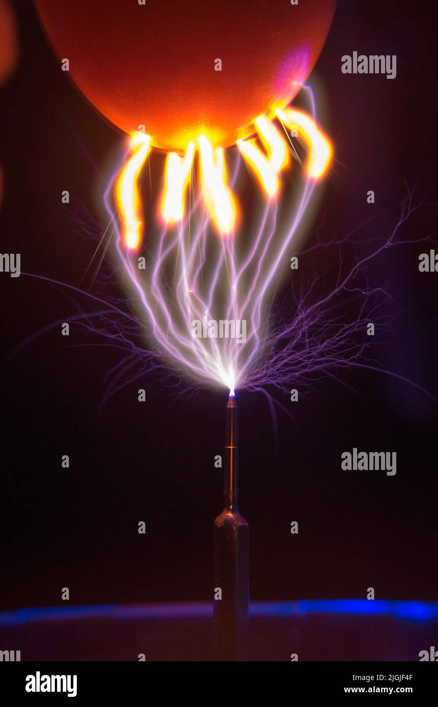 Lightning from a Tesla coil Stock Photo Alamy
