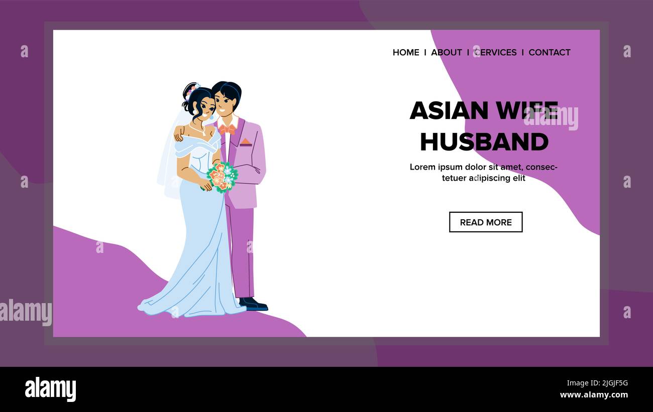 asian wife husband vector Stock Vector