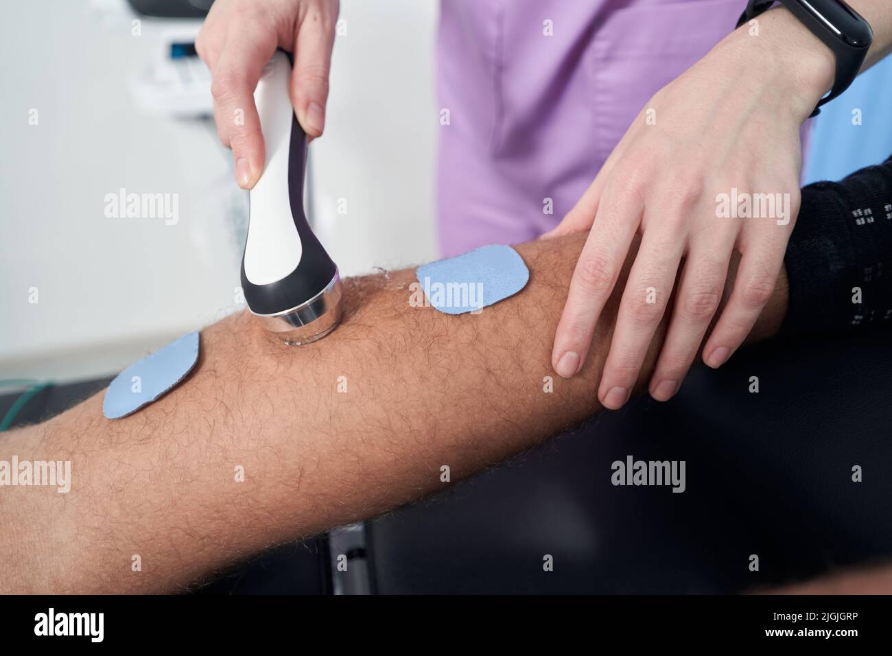 Austin Texas USA: Male patient receiving acupuncture treatment with electrical  stimulation. MR ©Bob Daemmrich Stock Photo - Alamy
