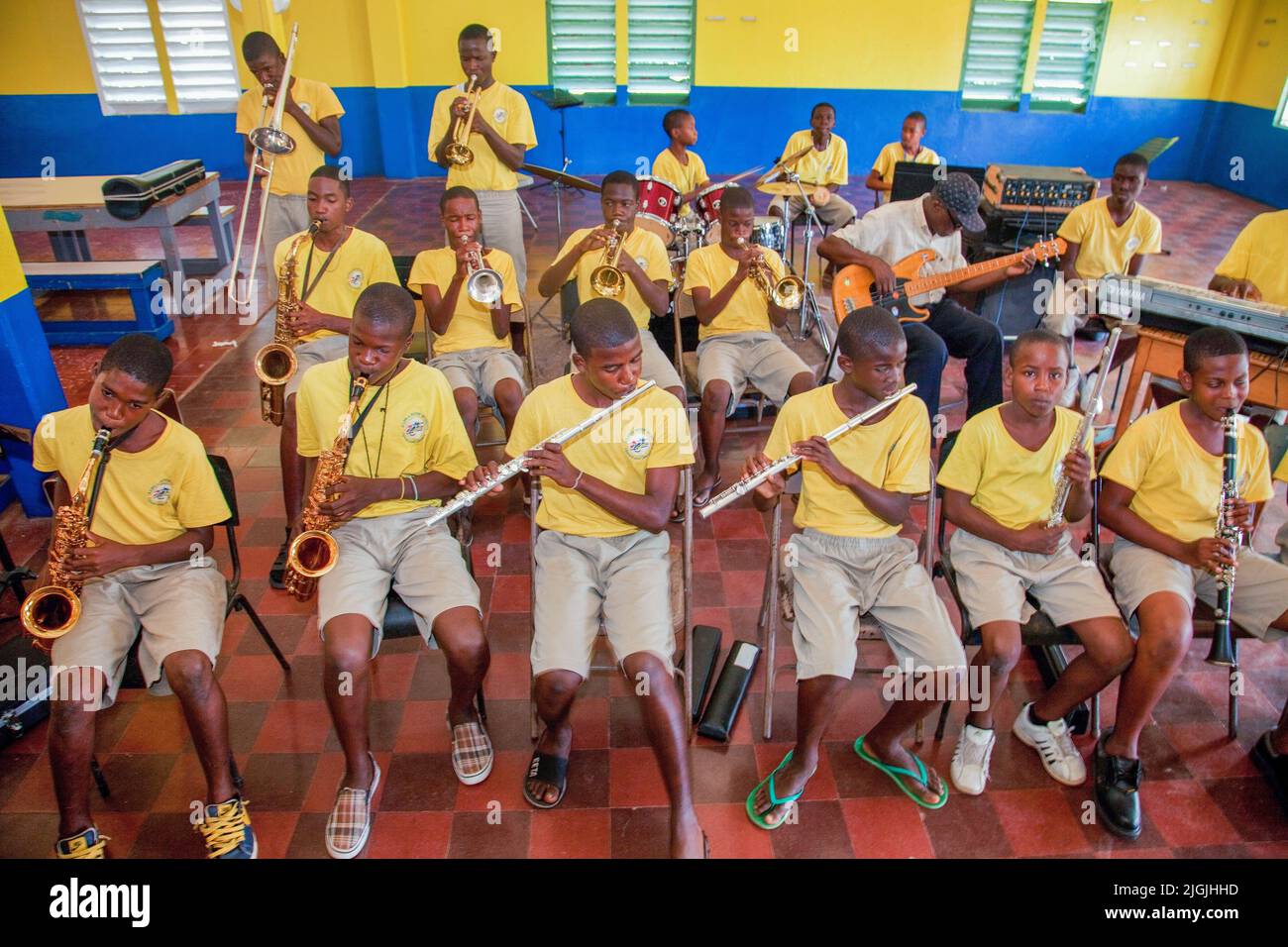 Jamaica, Kingston. The Alpha Boys' School has music lessons and many famous Jamaican musicians came from this school. Stock Photo