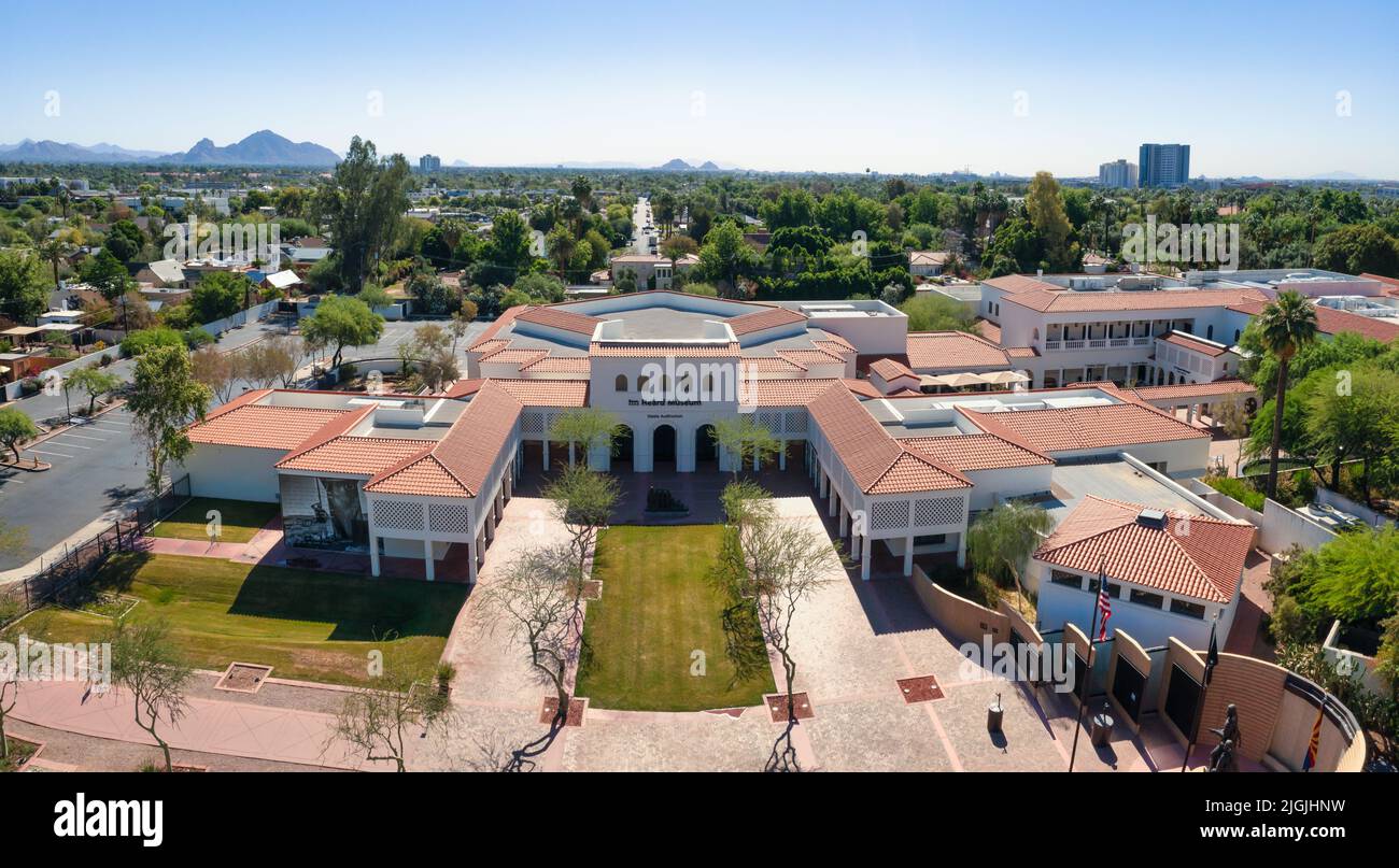 Aerial View Of Garden Of Heard Museum In Phoenix, Arizona Stock Photo