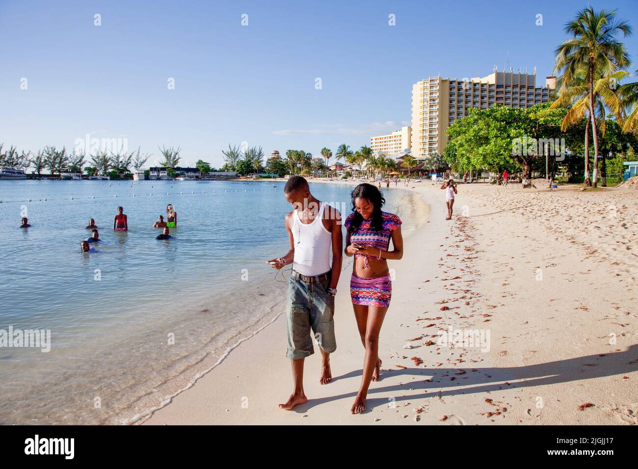 Jamaica, one of the beaches in the northern town Ocho Rios. Stock Photo