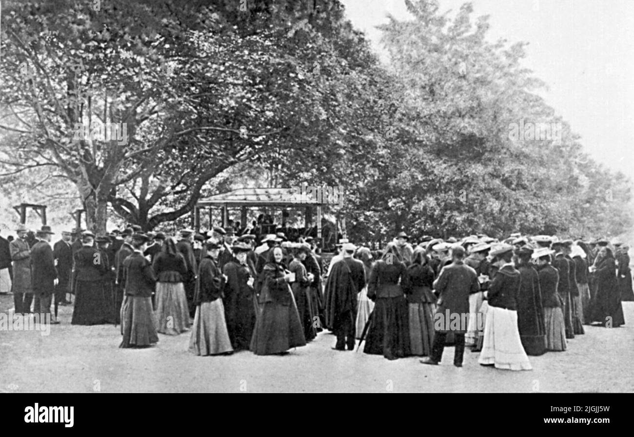 Kurort Morning prayer in Brunnsparken. Ronneby well Stock Photo