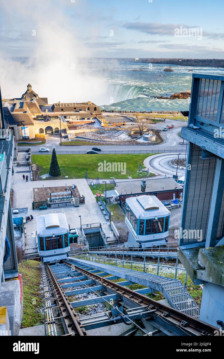 Niagara Falls, Ontario, Canada - December 19 2021 : Falls Incline Railway. Stock Photo