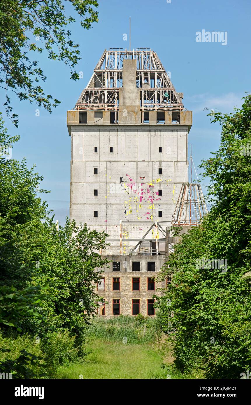 Almere, The Netherlands, July 6, 2022: the ruins of the unfinished modern 'castle' in Almeerderhout forest Stock Photo