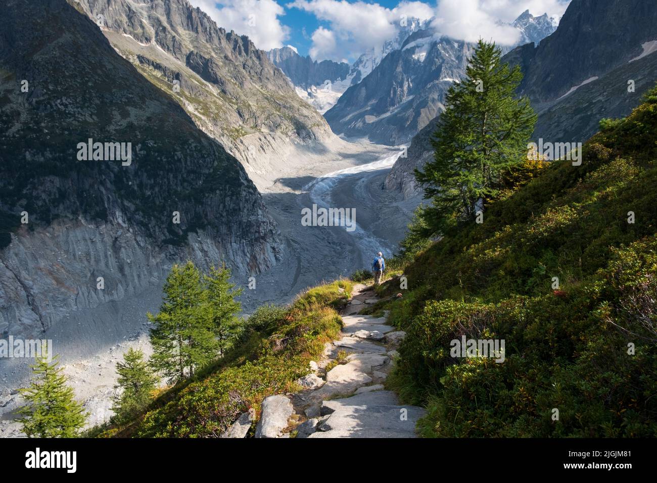 Mer Glacier at Montenvers and Grand Balcon Nord Hike in Autumn Chamonix, French Alps, France Stock Photo