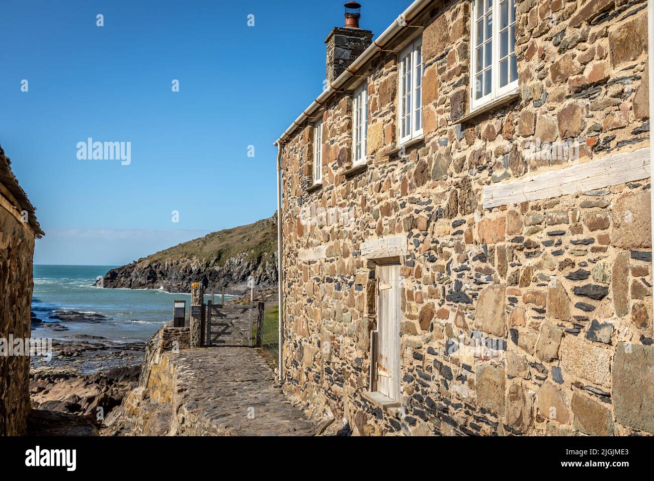 View of the Harbour at Port Quin, Cornwall, England, UK Stock Photo