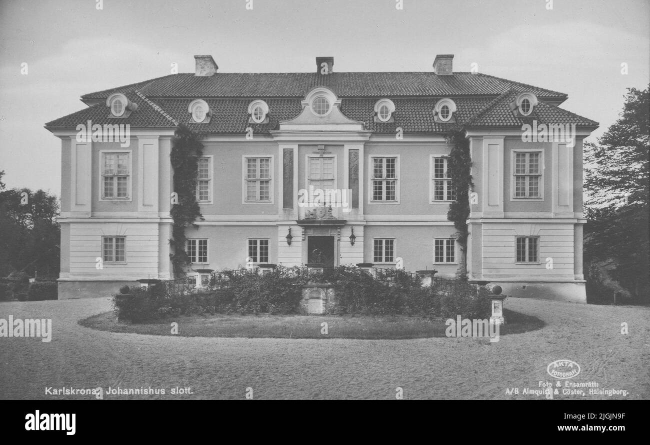 Johannishus Castle around the 1950s. The photograph is a postcard base ...