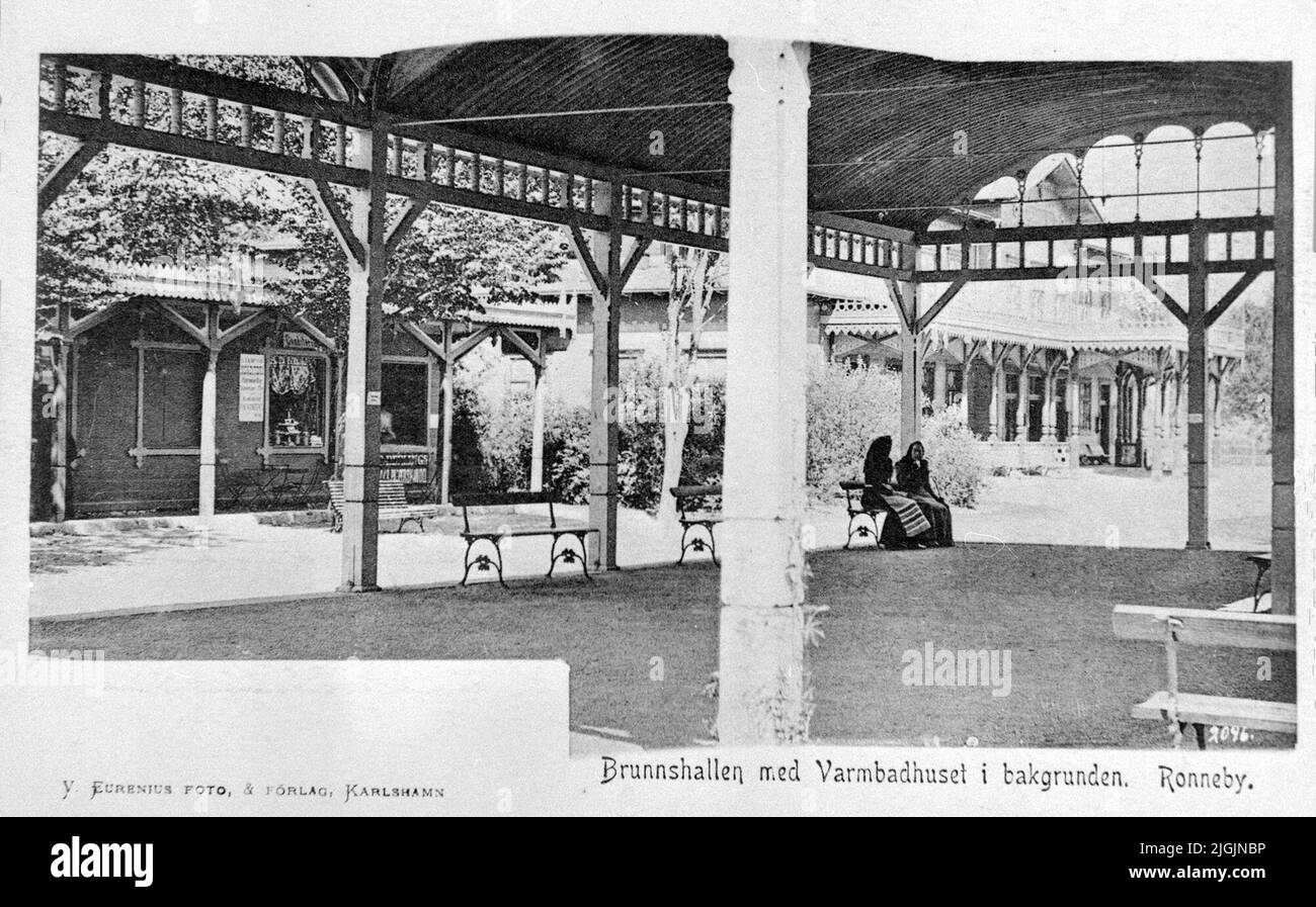 Kurort The well hall with the hot bath house in the background. Stock Photo